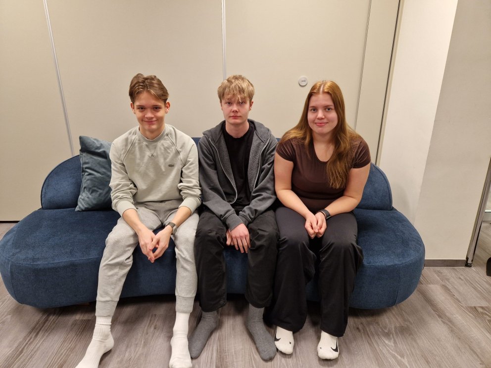 Lið FSH í Gettu betur, Kristján, Axel og Rakel.