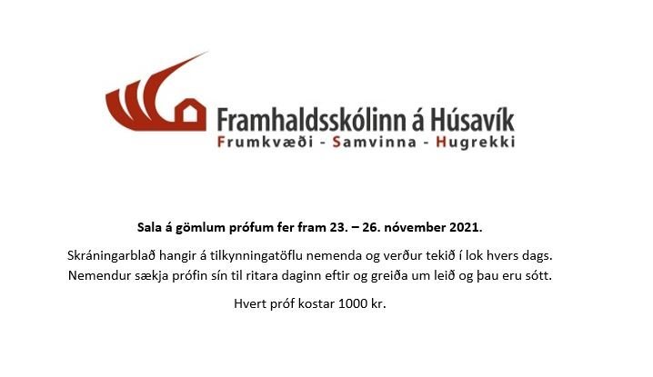 Prófsala 23. - 26. nóvember