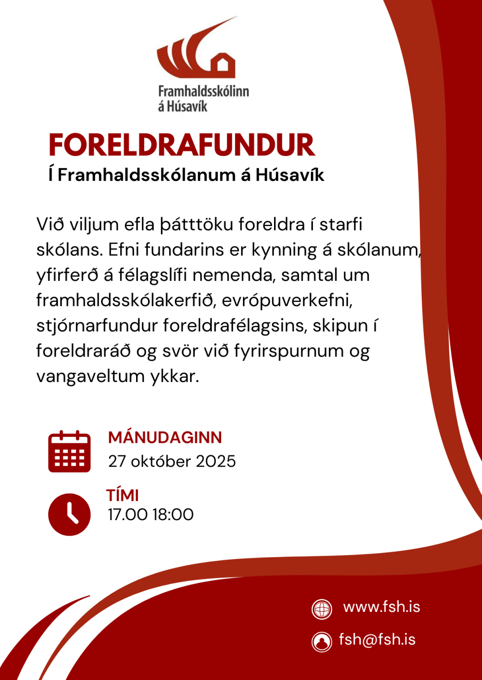Foreldrafundur í FSH