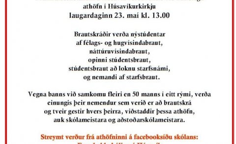Brautskráning 2020 fer fram laugardaginn 23.maí