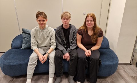 Lið FSH í Gettu betur, Kristján, Axel og Rakel.