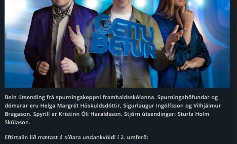 Önnur umferð í Gettu betur fer fram í kvöld kl 19:23!