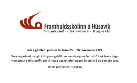 Prófsala 23. - 26. nóvember